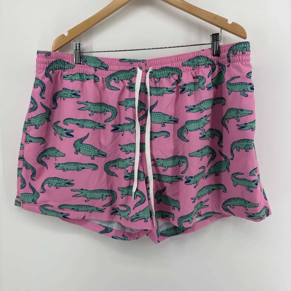 Chubbies‎ Mens XXXL The Glades Pink Alligator 4" Inseam Mesh Lined Swim Trunks